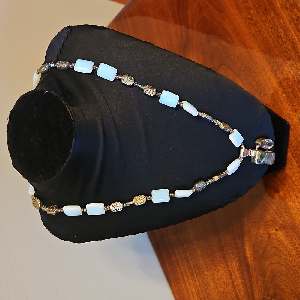 Handmade Necklace w/Faceted Prasiolite Amethyst & Serephinite Pendant